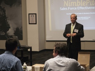 Pat Rogers interacts with participants at the recent Executive Briefing on Sales Effectiveness, in the Science Museum of Virginia in Richmond